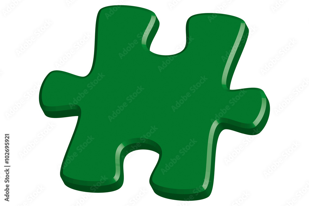 grünes 3D Puzzleteil grünes 3D Puzzleteil