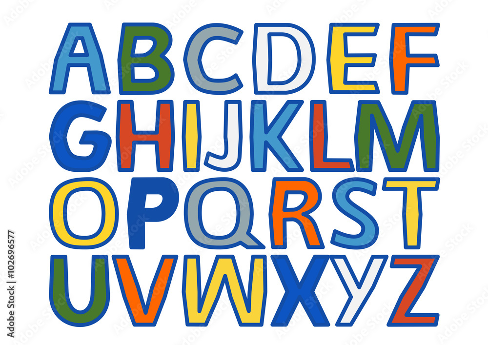 Fröhlich buntes Alphabet in neuer Schrifttype