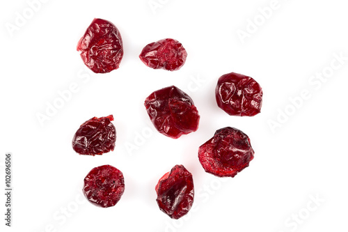 Dried cranberries  on white