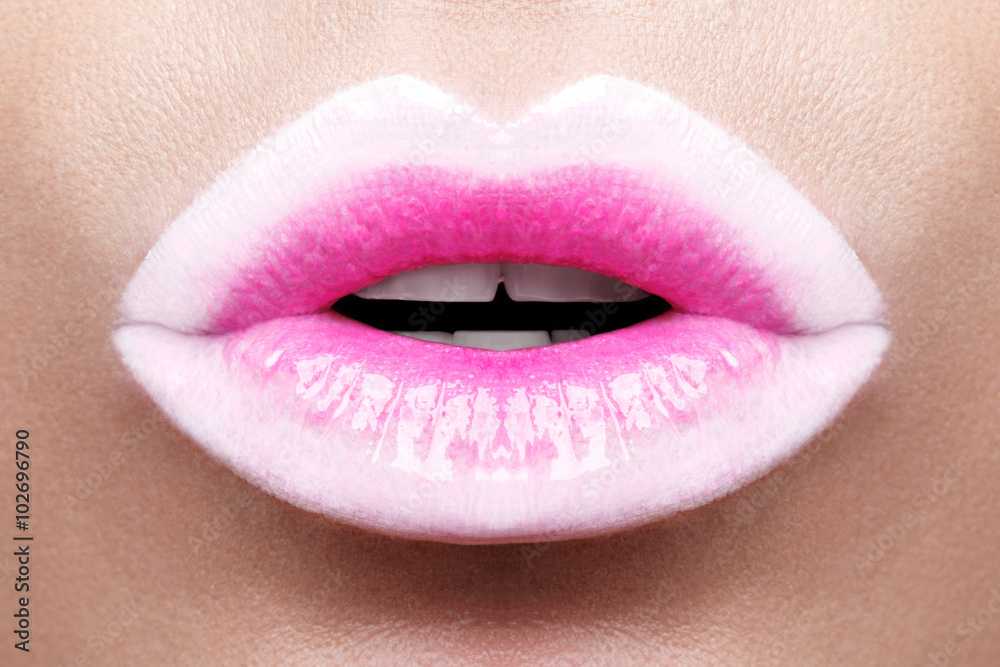 Passionate pink lips,macro photography. Small depth of field Passionate pink lips,macro photography. Small depth of field