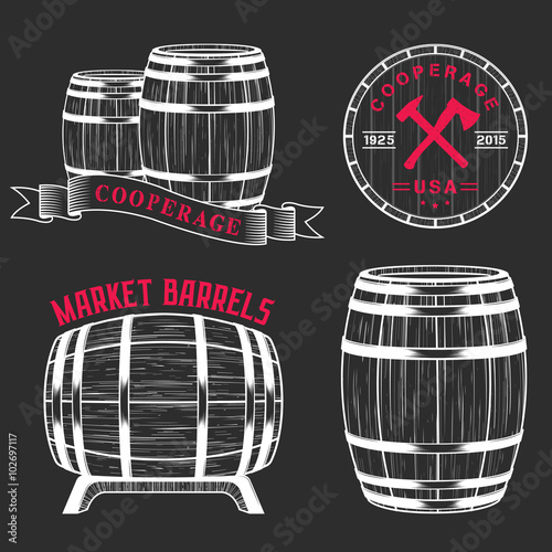 Vector set and logos cooperage workshops