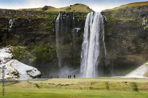 Seljalandsfoss waterfall south Iceland in winter