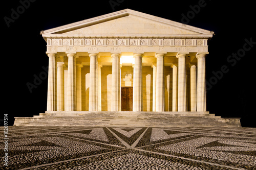 Temple of Canova night view. Roman columns photo