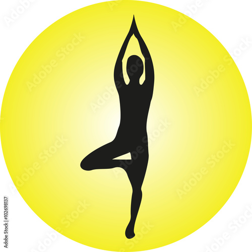 Yoga tree position silhouette vector, silhouette in posizione yoga (albero) vettoriale