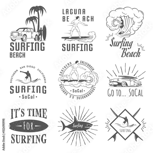 Canvas Print Vector Set Surf Badges, Sign and Logos