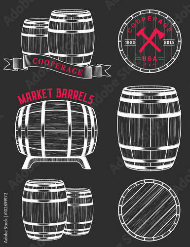 Vector set and logos cooperage workshops