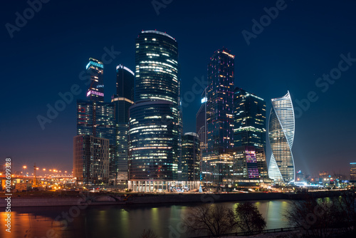View on International Moscow City Business Center in the night