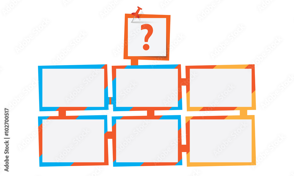 Six abstract text boxes for your text and question mark Six abstract text boxes for your text and question mark