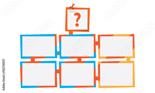 Six abstract text boxes for your text and question mark