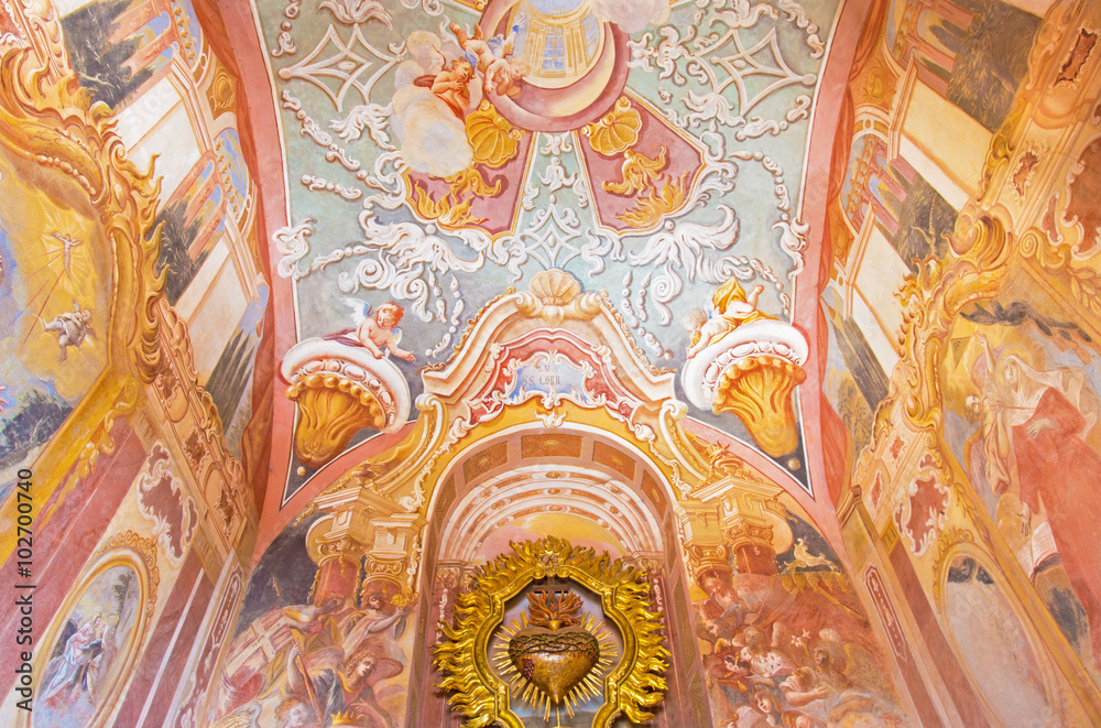 Banska Staivnica - The fresco in the lower church of baroque calvary