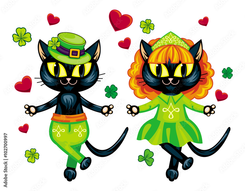custom made wallpaper toronto digitalSt. Patrick's Day greeting card with Dancing Irish cats