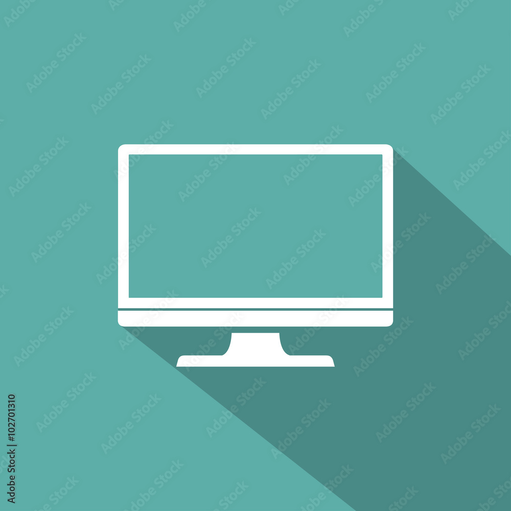 Computer Monitor icon. Modern Flat style with a long shadow Computer Monitor icon. Modern Flat style with a long shadow