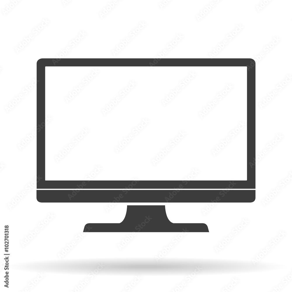 vector monitor icon with shadow, flat style vector monitor icon with shadow, flat style
