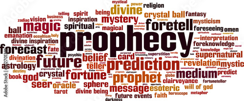 Prophecy word cloud concept. Vector illustration