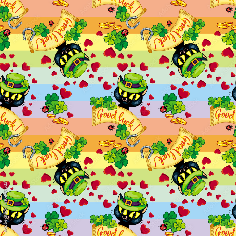 Obraz premium Seamless pattern with Irish cat