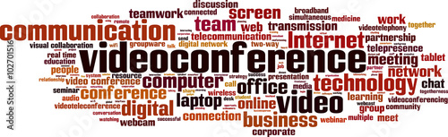 Videoconference word cloud concept. Vector illustration