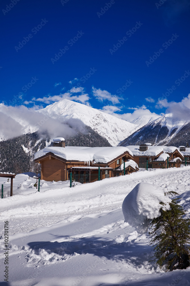 Mountains ski resort Caucasus- nature  background