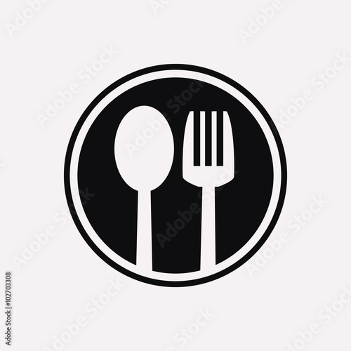 Restaurant cutlery circular symbol of a spoon and a fork in a circle icon
