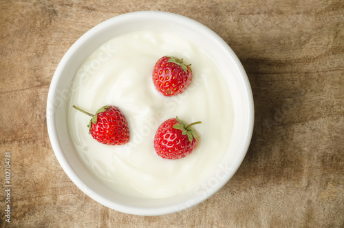 Strawberry yogurt in the bowl,healthy food
