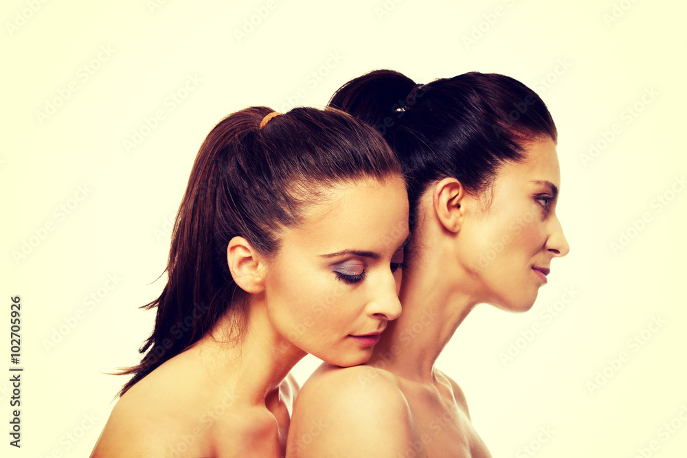 Two sisters with make up. Two sisters with make up.