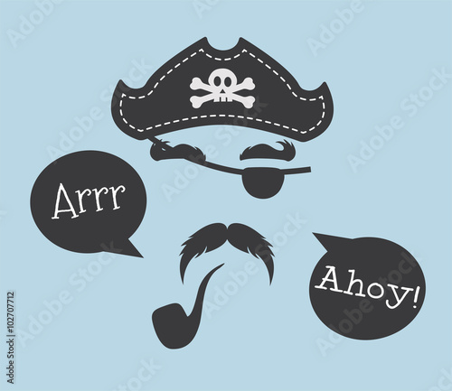 Pirate head symbols with skull and crossed bones