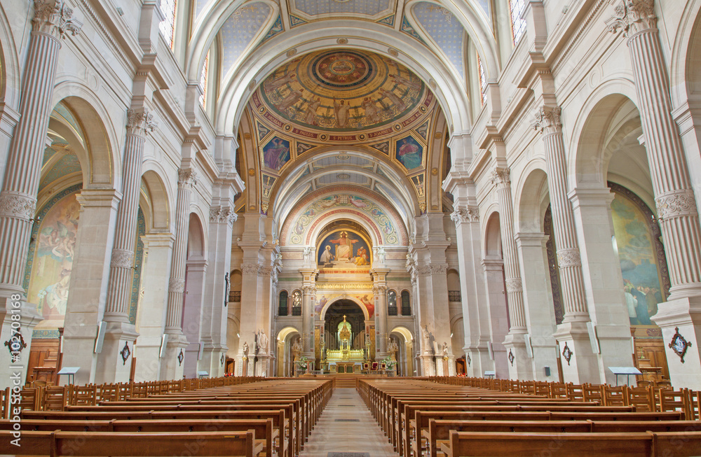 Paris - The nave of saint Francis Xavier church.