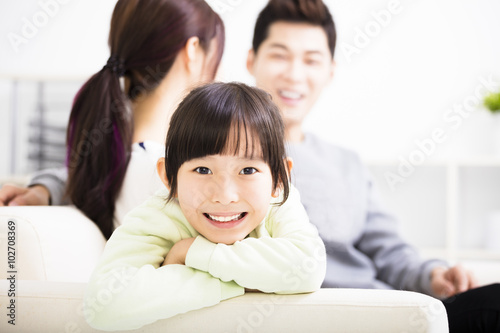 Happy Attractive Young Family and little girl
