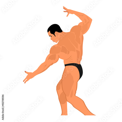 bodybuilder posing, vector illustration