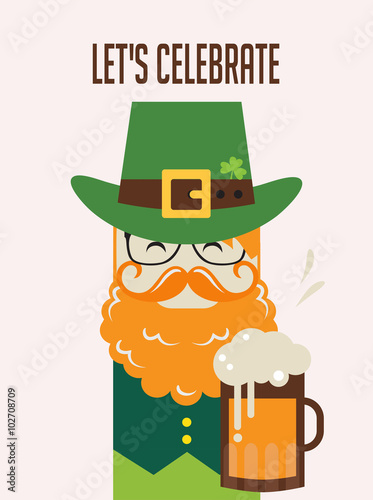 Irish man with beer, St. Patricks Day design 