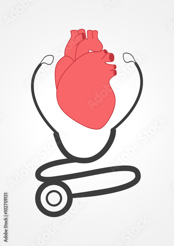 Pictogram of a stethoscope and a heart