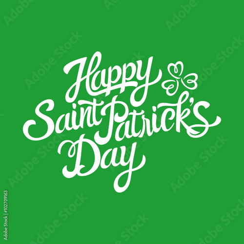 Text of Saint Patrick's Day with decorative three-leaved shamroc