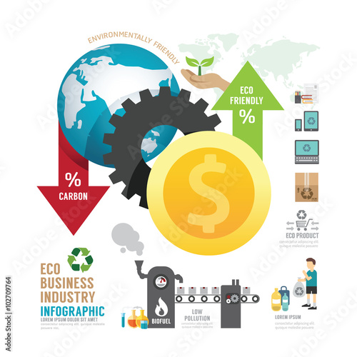 Infographic eco business industry concept with icons vector