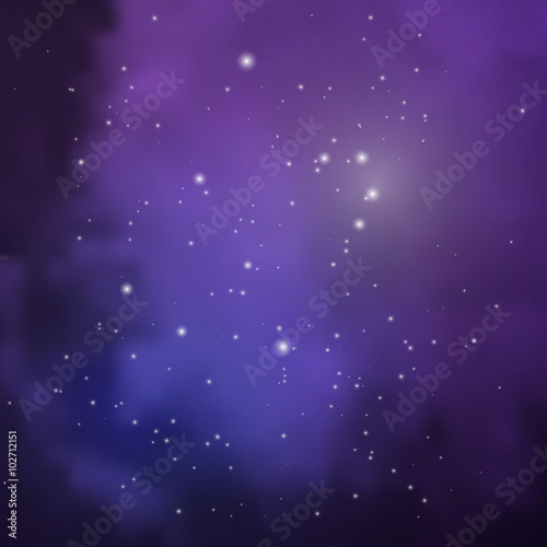 Space view with stars and colored clouds of gases and dust