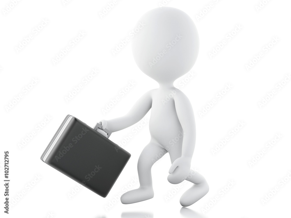 3d White business people going for the success with a briefcase