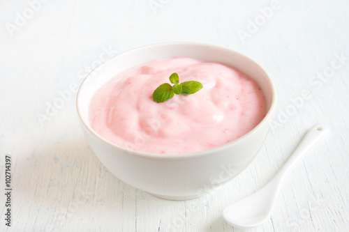 Pink strawberry yogurt