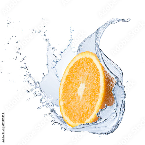 Fototapeta Naklejka Na Ścianę i Meble -  Fresh Orange Fruit With Water Splash
