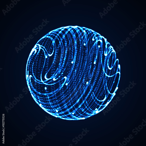 3D illuminated sphere of glowing particles