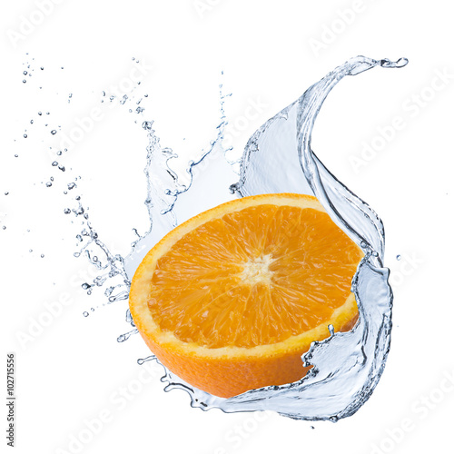 Fototapeta Naklejka Na Ścianę i Meble -  Fresh Orange Fruit With Water Splash