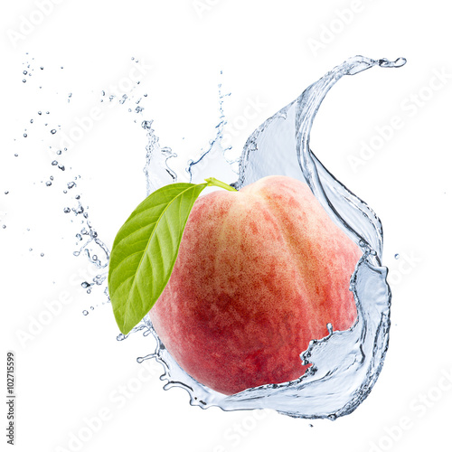 Fresh Peach With Water Splash