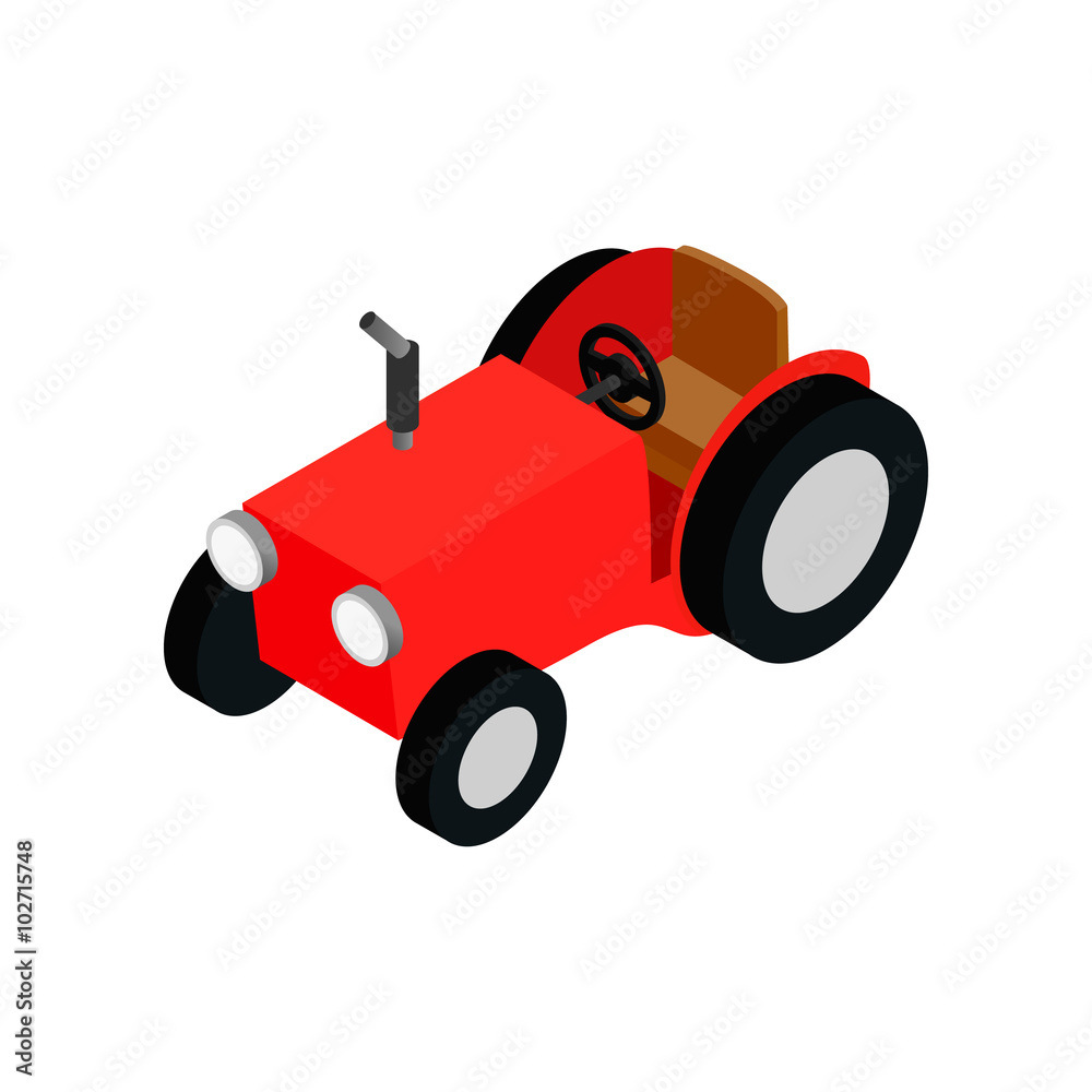 Red farmers car isometric 3d icon Red farmers car isometric 3d icon
