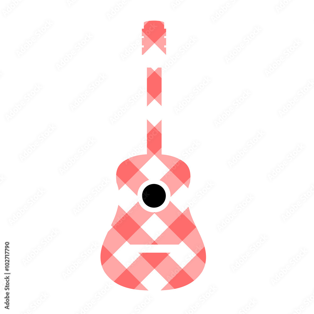 Guitar with red gingham pattern fabric