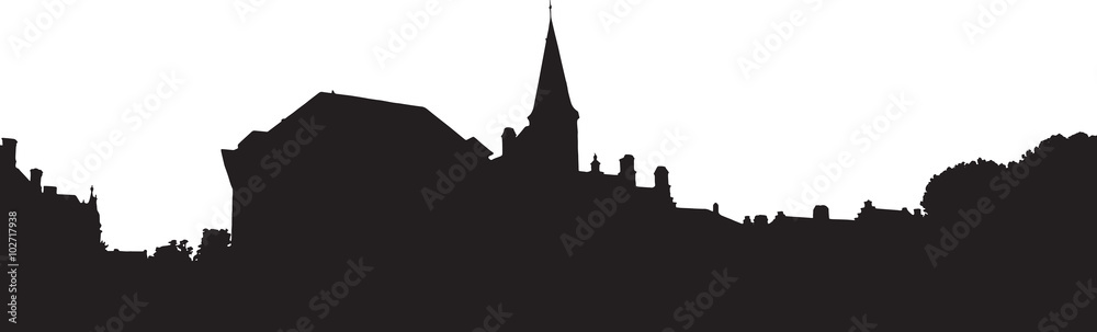 Fototapeta premium Bruges old town skyline monochrome silhouette