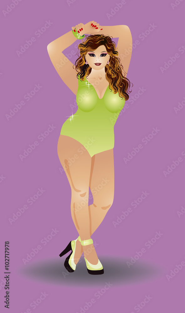 Plus size attractive girl, vector illustration Plus size attractive girl, vector illustration