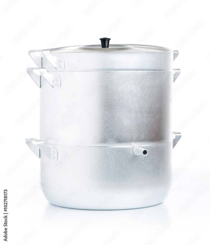 metal casseroles with lid isolated on white background metal casseroles with lid isolated on white background