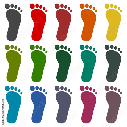 One footprint icons set