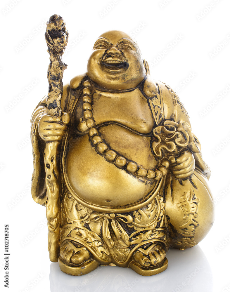 Fototapeta premium Figurine Cheerful Hotei on a white 