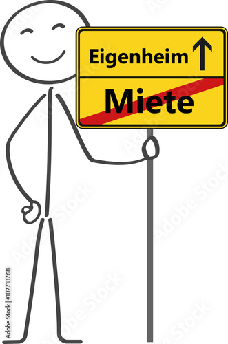 Strichmännchen freut sich aufs Eigenheim