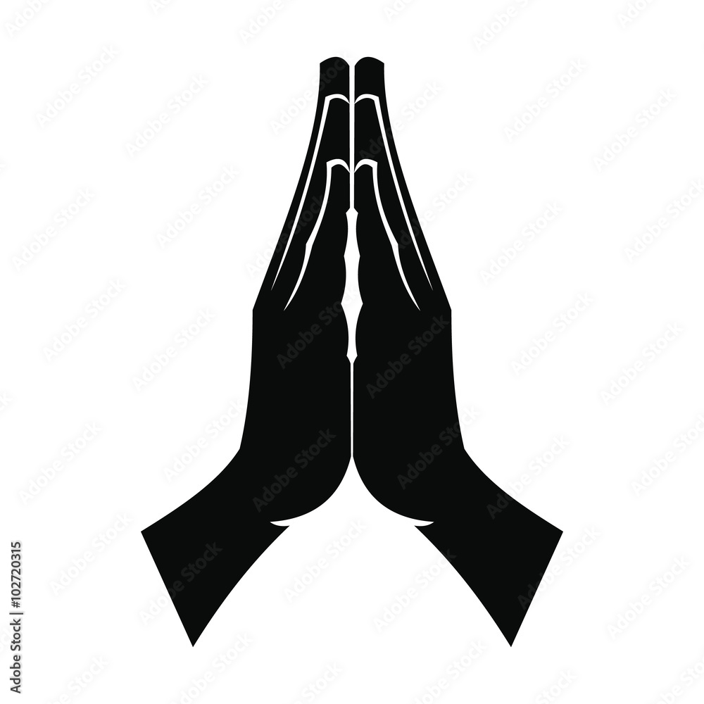 Naklejka premium Praying hands black simple icon