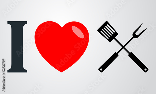 Icono plano i love BBQ en fondo degradado #2