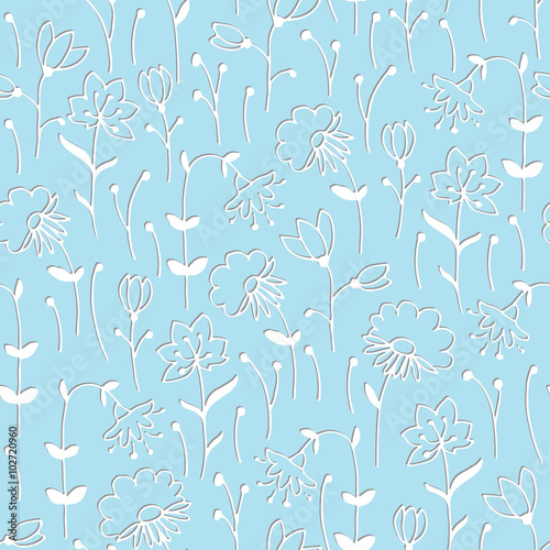 blue background with flowers